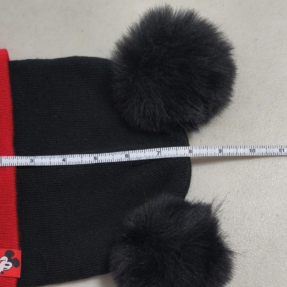 Disney Black and Red Mickey Mouse Pom-Pom Hat Youth